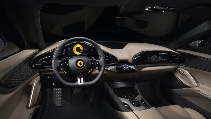 Кроссовер Ferrari Purosangue: компоновка transaxle и 725-сильный атмосферный V12